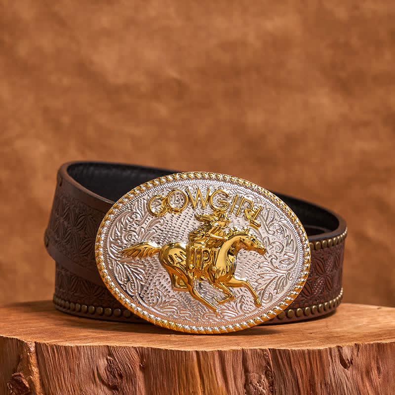 Cowgirl DIY Gold & Silber Reiten Schnalle Ledergürtel