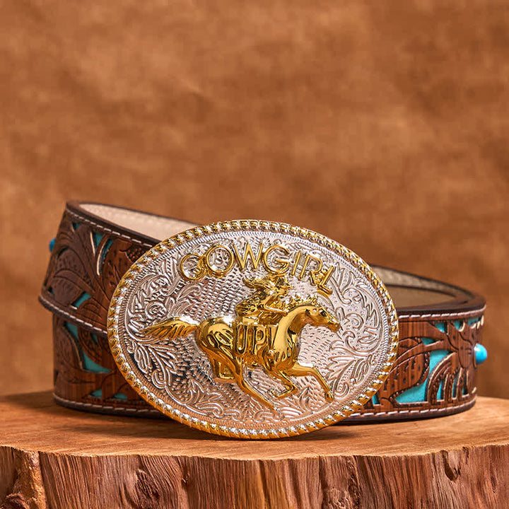 Cowgirl DIY Gold & Silber Reiten Schnalle Ledergürtel
