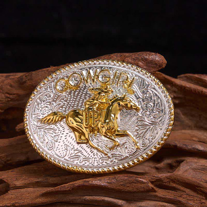 Cowgirl DIY Gold & Silber Reiten Schnalle Ledergürtel