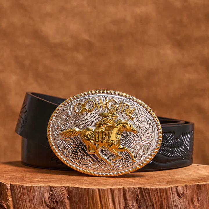 Cowgirl DIY Gold & Silber Reiten Schnalle Ledergürtel