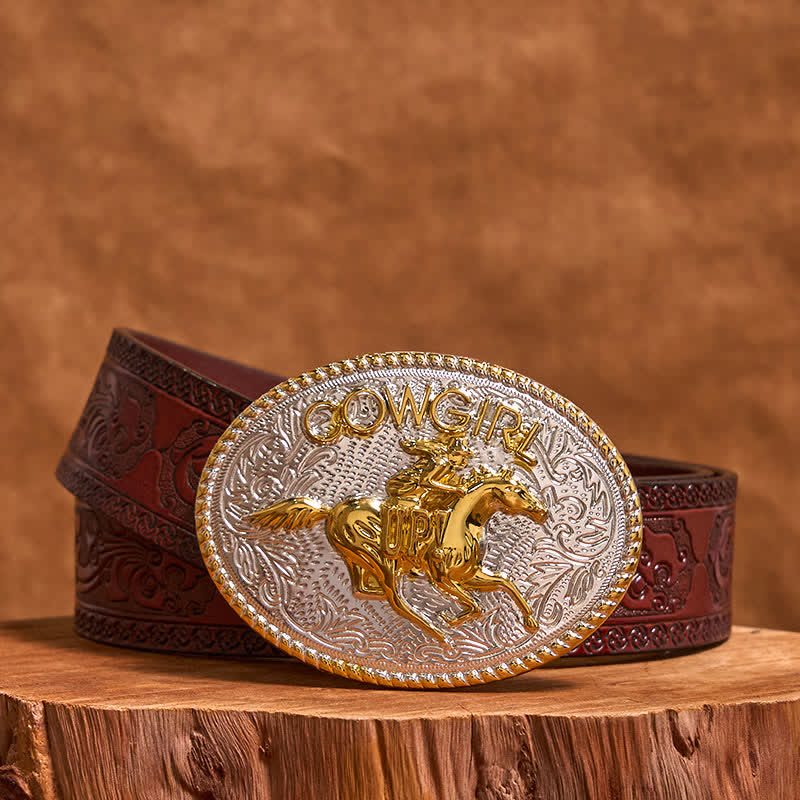 Cowgirl DIY Gold & Silber Reiten Schnalle Ledergürtel