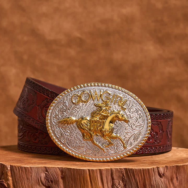 Cowgirl DIY Gold & Silber Reiten Schnalle Ledergürtel
