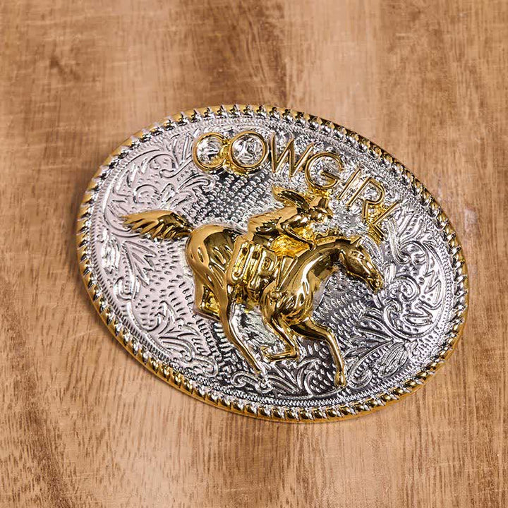 Cowgirl DIY Gold & Silber Reiten Schnalle Ledergürtel