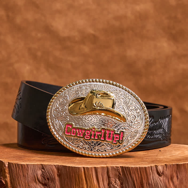 Cowgirl Up DIY Gold & Silber Western Hut Schnalle Ledergürtel