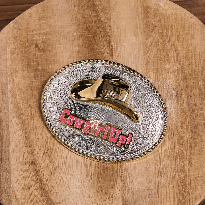 Cowgirl Up DIY Gold & Silber Western Hut Schnalle Ledergürtel