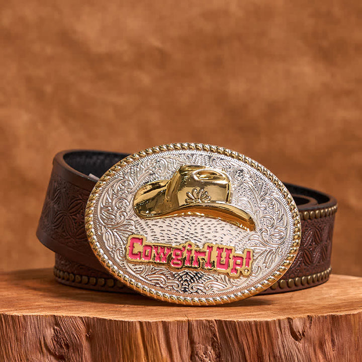 Cowgirl Up DIY Gold & Silber Western Hut Schnalle Ledergürtel