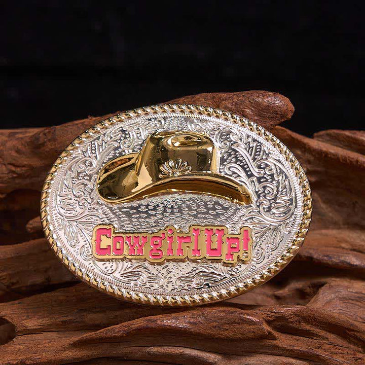 Cowgirl Up DIY Gold & Silber Western Hut Schnalle Ledergürtel