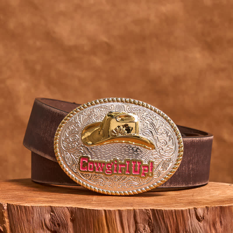 Cowgirl Up DIY Gold & Silber Western Hut Schnalle Ledergürtel
