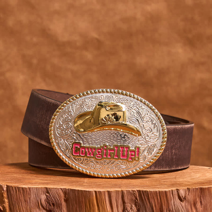 Cowgirl Up DIY Gold & Silber Western Hut Schnalle Ledergürtel