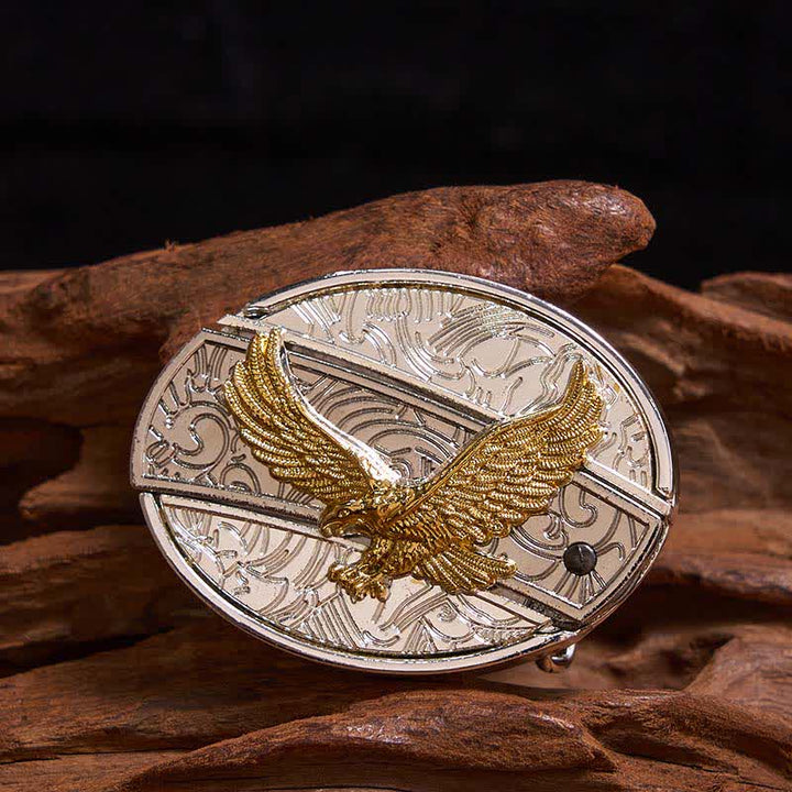 Herren DIY Gold & Silber Adler Verstecktes Klappmesser Ledergürtel - Adler - Ohne Gürtel - Nicht im Lieferumfang enthaltener Gürtel - image 1