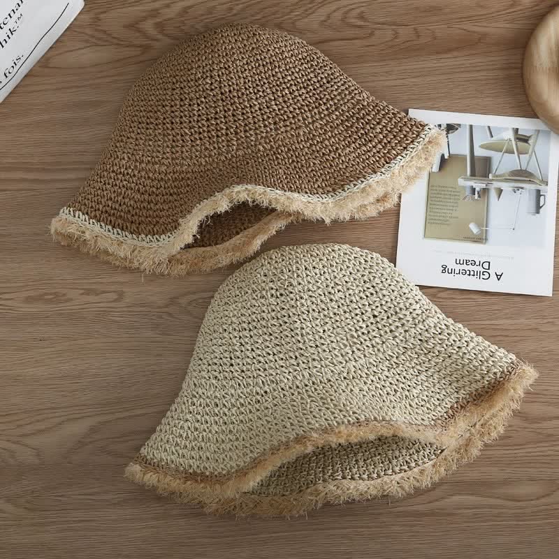 Damen Frühling Sommer Hut Schlapphut Faltbarer Strohhut