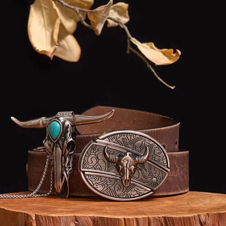 Praktisches DIY Versteckte Messerschnalle Türkis Longhorn Bull Anhänger Bundle Set