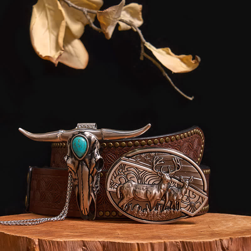 Praktisches DIY Versteckte Messerschnalle Türkis Longhorn Bull Anhänger Bundle Set