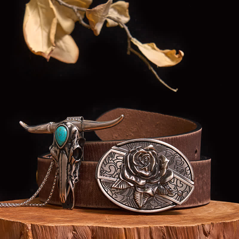 Praktisches DIY Versteckte Messerschnalle Türkis Longhorn Bull Anhänger Bundle Set