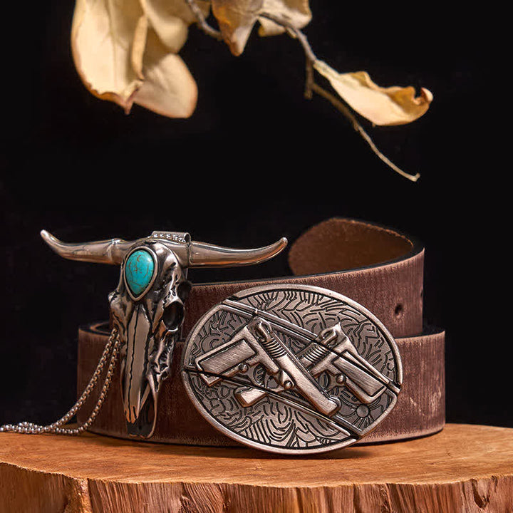 Praktisches DIY Versteckte Messerschnalle Türkis Longhorn Bull Anhänger Bundle Set