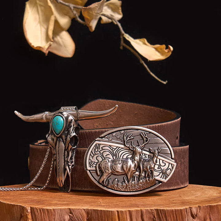 Praktisches DIY Versteckte Messerschnalle Türkis Longhorn Bull Anhänger Bundle Set