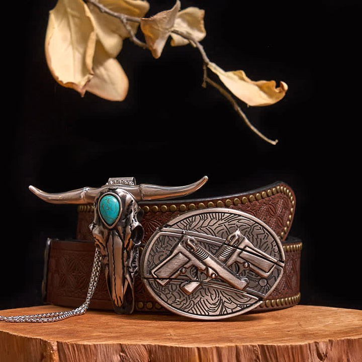 Praktisches DIY Versteckte Messerschnalle Türkis Longhorn Bull Anhänger Bundle Set