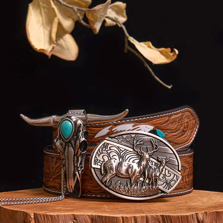 Praktisches DIY Versteckte Messerschnalle Türkis Longhorn Bull Anhänger Bundle Set
