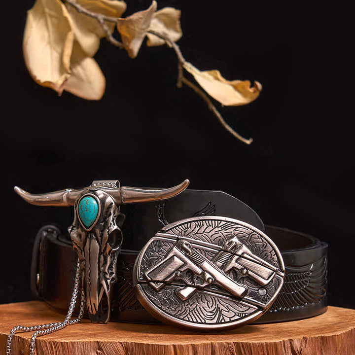Praktisches DIY Versteckte Messerschnalle Türkis Longhorn Bull Anhänger Bundle Set