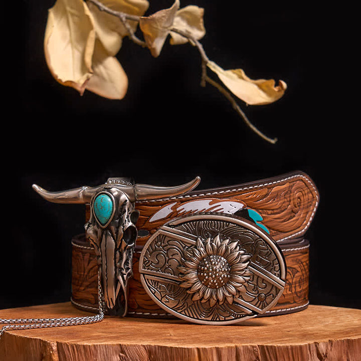 Praktisches DIY Versteckte Messerschnalle Türkis Longhorn Bull Anhänger Bundle Set