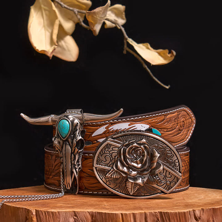Praktisches DIY Versteckte Messerschnalle Türkis Longhorn Bull Anhänger Bundle Set
