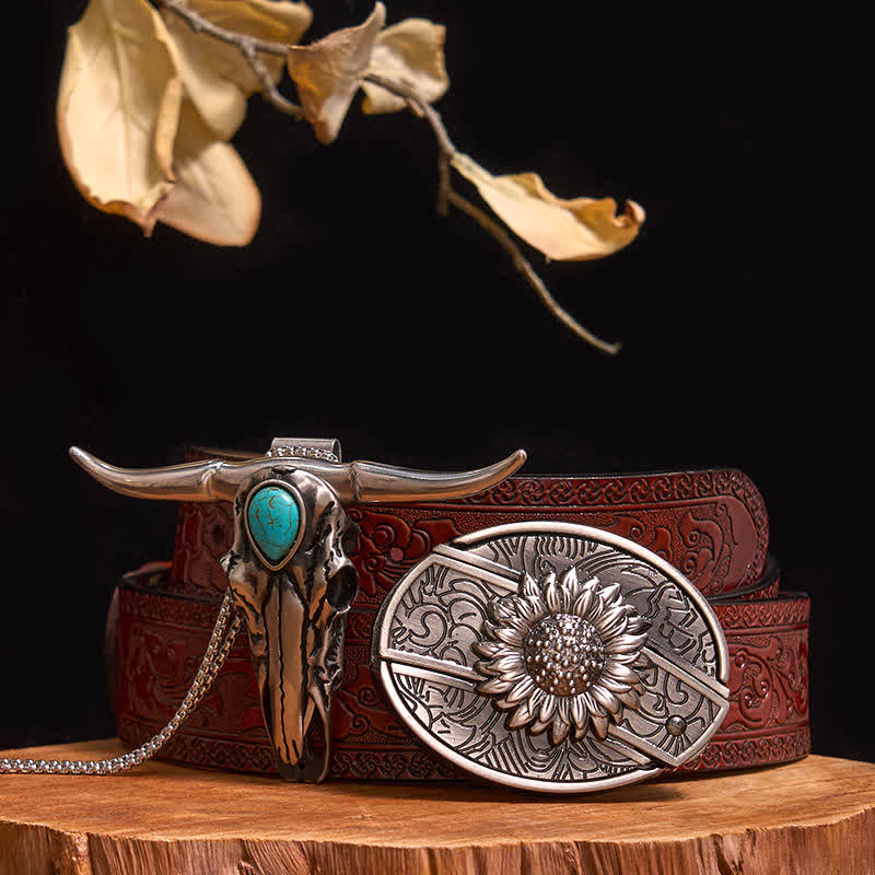 Praktisches DIY Versteckte Messerschnalle Türkis Longhorn Bull Anhänger Bundle Set