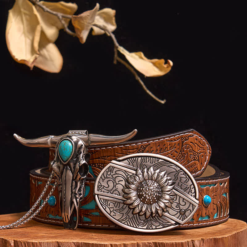 Praktisches DIY Versteckte Messerschnalle Türkis Longhorn Bull Anhänger Bundle Set