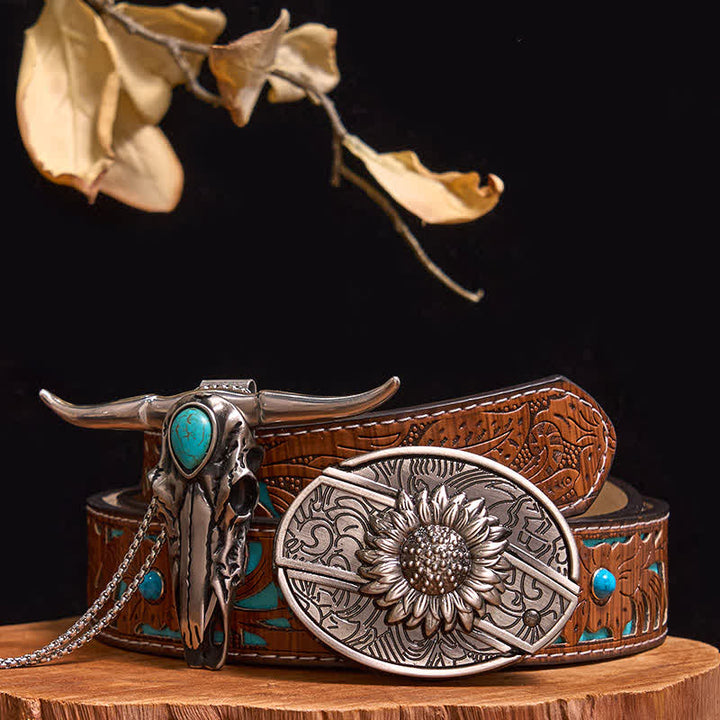 Praktisches DIY Versteckte Messerschnalle Türkis Longhorn Bull Anhänger Bundle Set