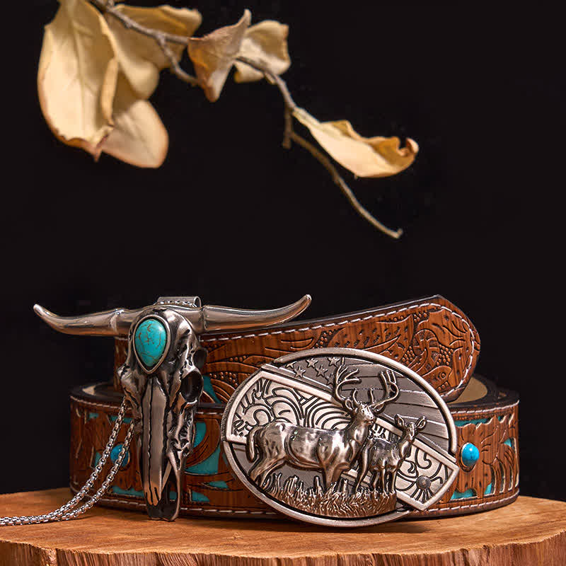 Praktisches DIY Versteckte Messerschnalle Türkis Longhorn Bull Anhänger Bundle Set