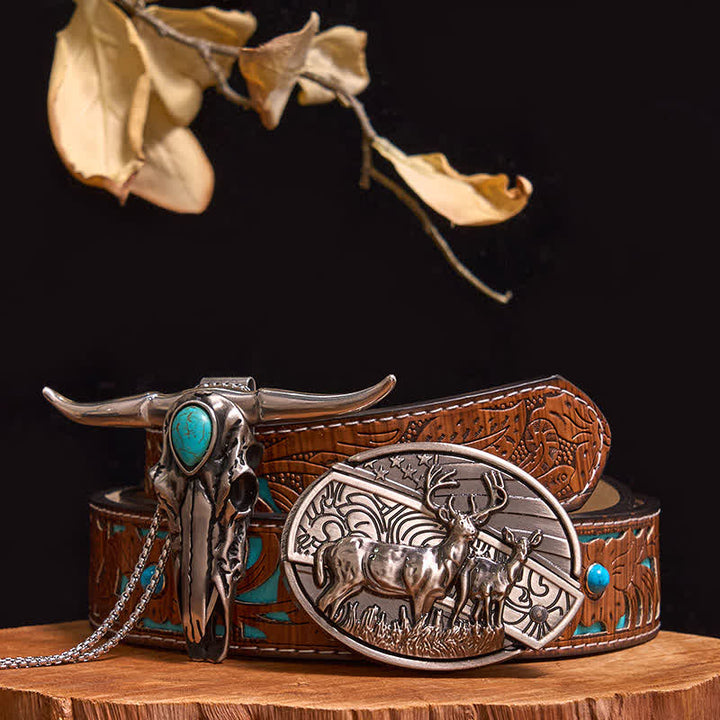 Praktisches DIY Versteckte Messerschnalle Türkis Longhorn Bull Anhänger Bundle Set