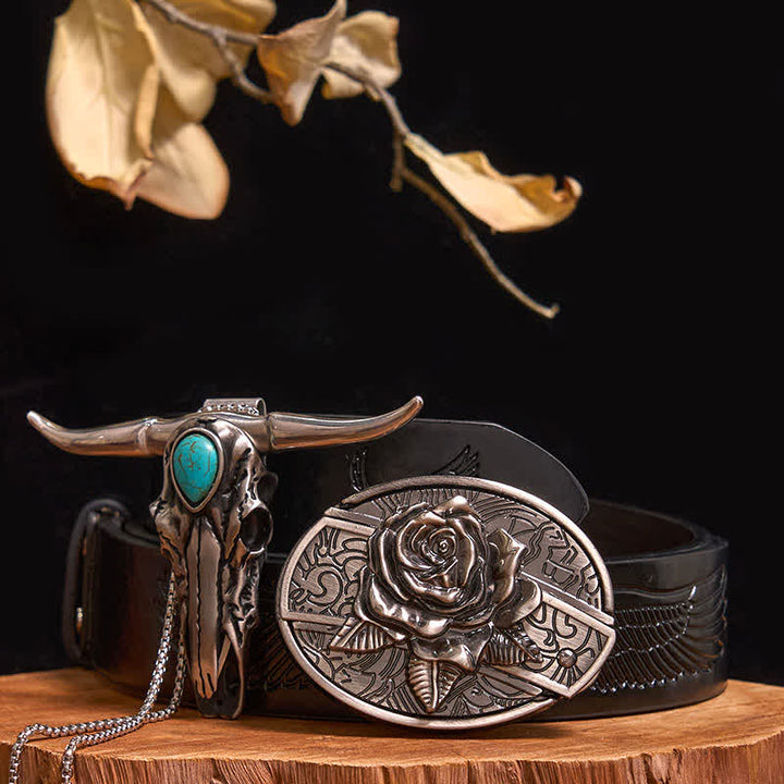 Praktisches DIY Versteckte Messerschnalle Türkis Longhorn Bull Anhänger Bundle Set