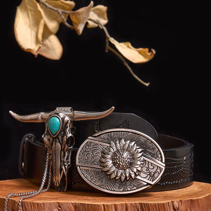 Praktisches DIY Versteckte Messerschnalle Türkis Longhorn Bull Anhänger Bundle Set