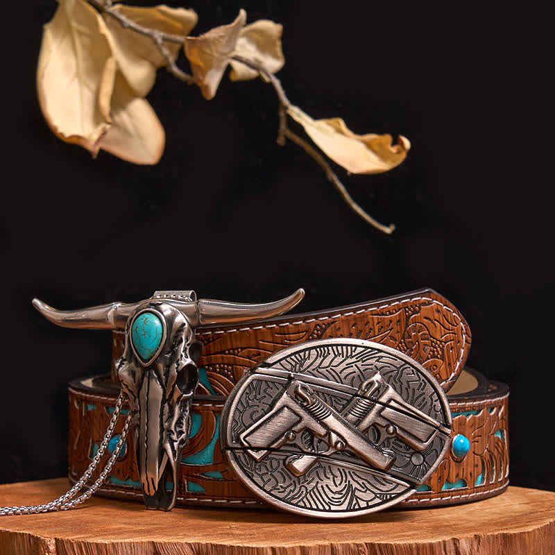Praktisches DIY Versteckte Messerschnalle Türkis Longhorn Bull Anhänger Bundle Set