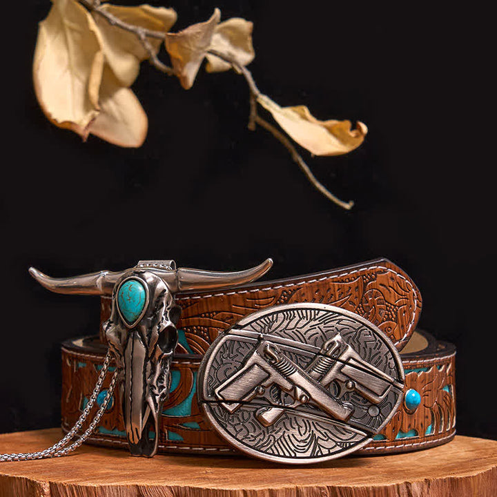 Praktisches DIY Versteckte Messerschnalle Türkis Longhorn Bull Anhänger Bundle Set
