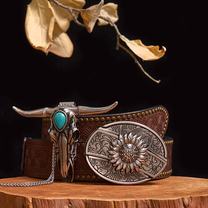 Praktisches DIY Versteckte Messerschnalle Türkis Longhorn Bull Anhänger Bundle Set