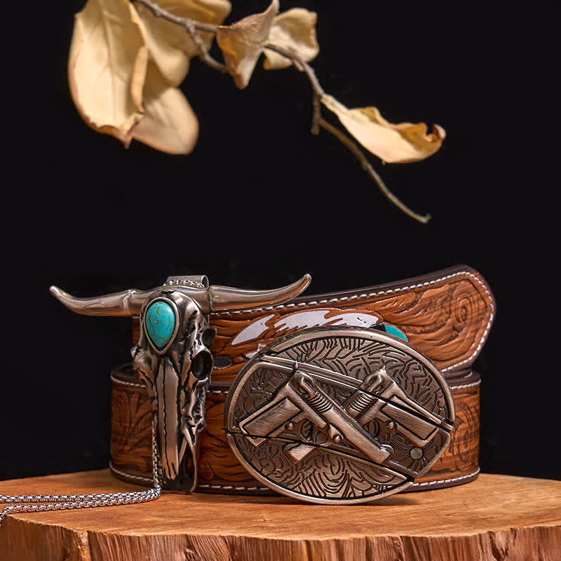 Praktisches DIY Versteckte Messerschnalle Türkis Longhorn Bull Anhänger Bundle Set