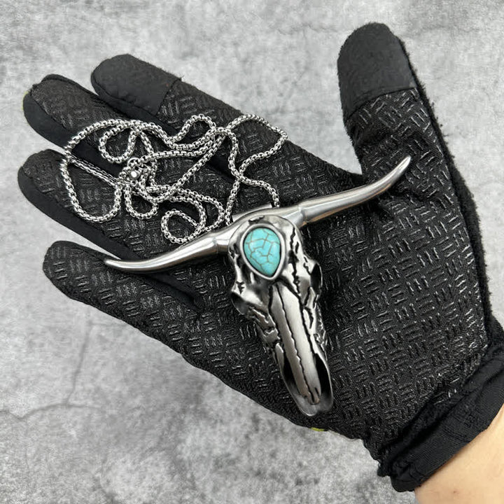Longhorn Skull Türkis Multifunktions-EDC-Werkzeug-Anhänger-Gürtelschnalle