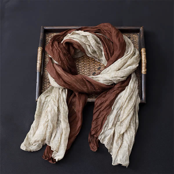 Dünner Schal aus Baumwolle und Leinen in Frühlingsblumen-Kontrastfarbe - image 3