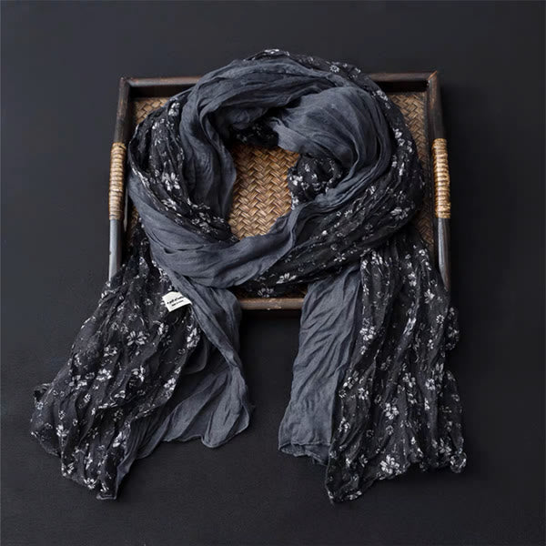 Dünner Schal aus Baumwolle und Leinen in Frühlingsblumen-Kontrastfarbe - image 6