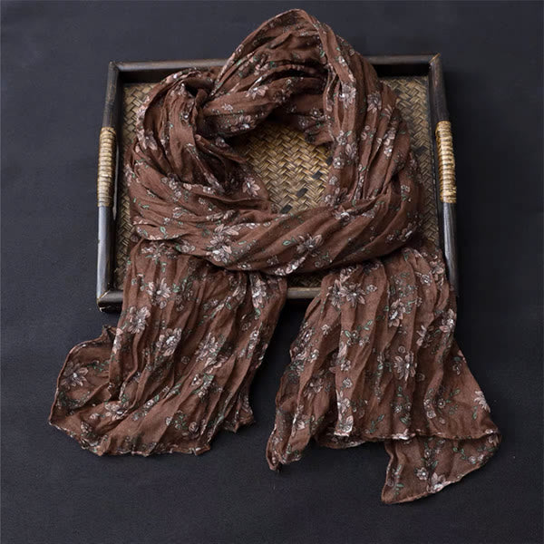 Dünner Schal aus Baumwolle und Leinen in Frühlingsblumen-Kontrastfarbe - image 8