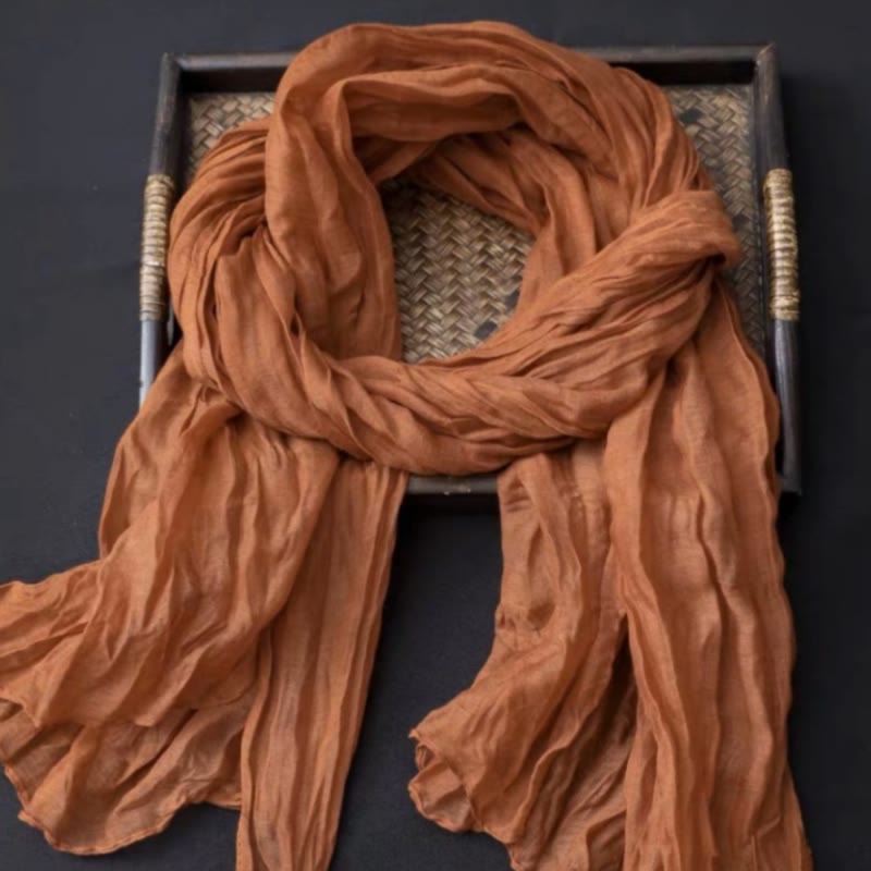 Dünner Schal aus Baumwolle und Leinen in Frühlingsblumen-Kontrastfarbe - image 17