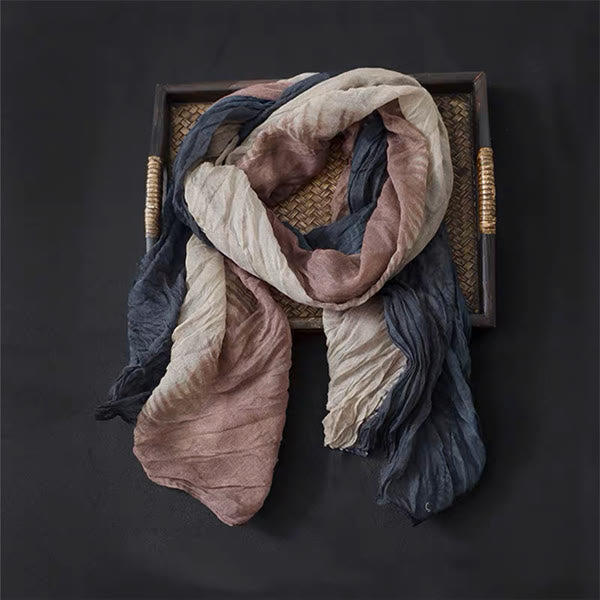 Dünner Schal aus Baumwolle und Leinen in Frühlingsblumen-Kontrastfarbe - image 2