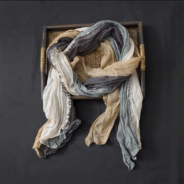 Dünner Schal aus Baumwolle und Leinen in Frühlingsblumen-Kontrastfarbe - image 5