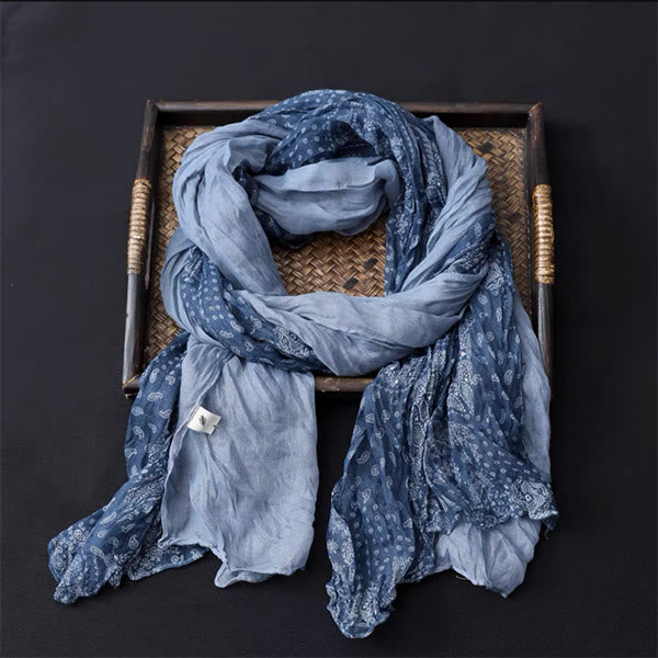 Dünner Schal aus Baumwolle und Leinen in Frühlingsblumen-Kontrastfarbe - image 0