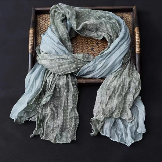 Dünner Schal aus Baumwolle und Leinen in Frühlingsblumen-Kontrastfarbe - image 7