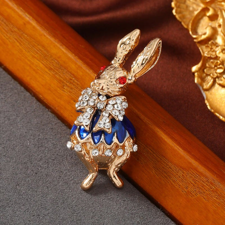 Süße Kaninchenbrosche mit Glasur-Strasssteinen, Hemd-Accessoires