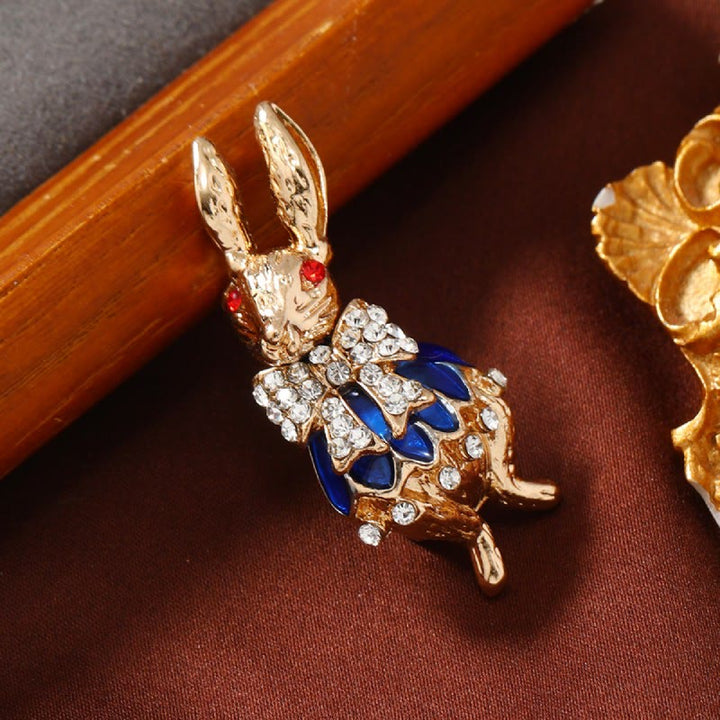 Süße Kaninchenbrosche mit Glasur-Strasssteinen, Hemd-Accessoires