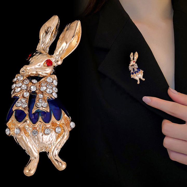 Süße Kaninchenbrosche mit Glasur-Strasssteinen, Hemd-Accessoires