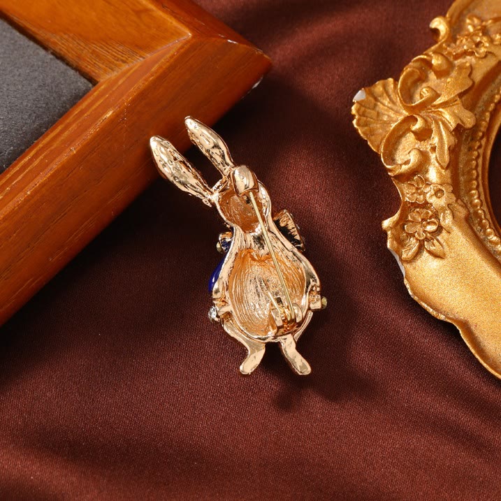 Süße Kaninchenbrosche mit Glasur-Strasssteinen, Hemd-Accessoires