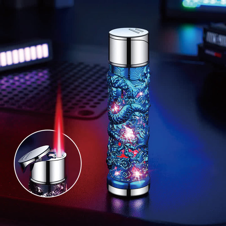 Dragon Creative LED Flash zylindrisches nachfüllbares Butanfeuerzeug